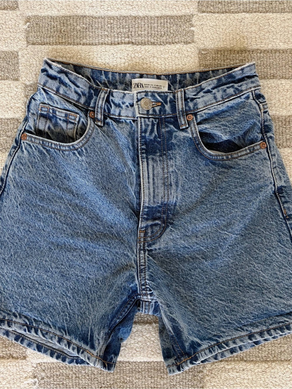 ZARA Light Blue High-Waist Denim Shorts